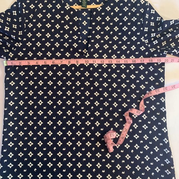 Lauren Ralph Lauren Navy Blue and White Pullover Blouse Size M - Picture 6 of 9